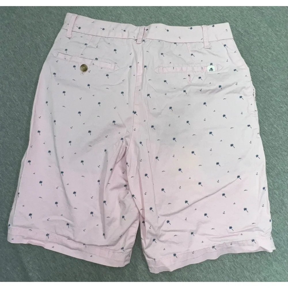 Izod Mens Pink Printed‎ Shorts Sz 30 Palm Tree & Anchor Pattern Summer Casual